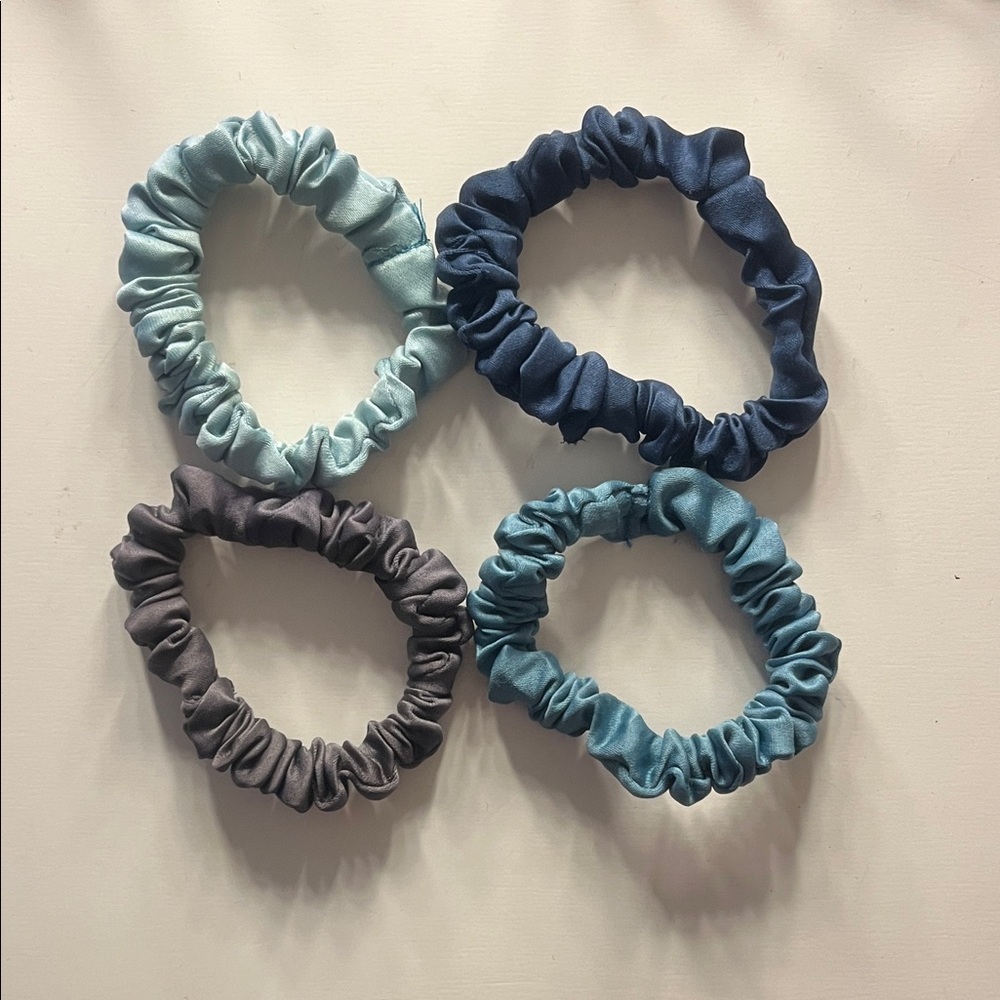 Anthropologie Stylish Scrunchie Set - Blue and Gray